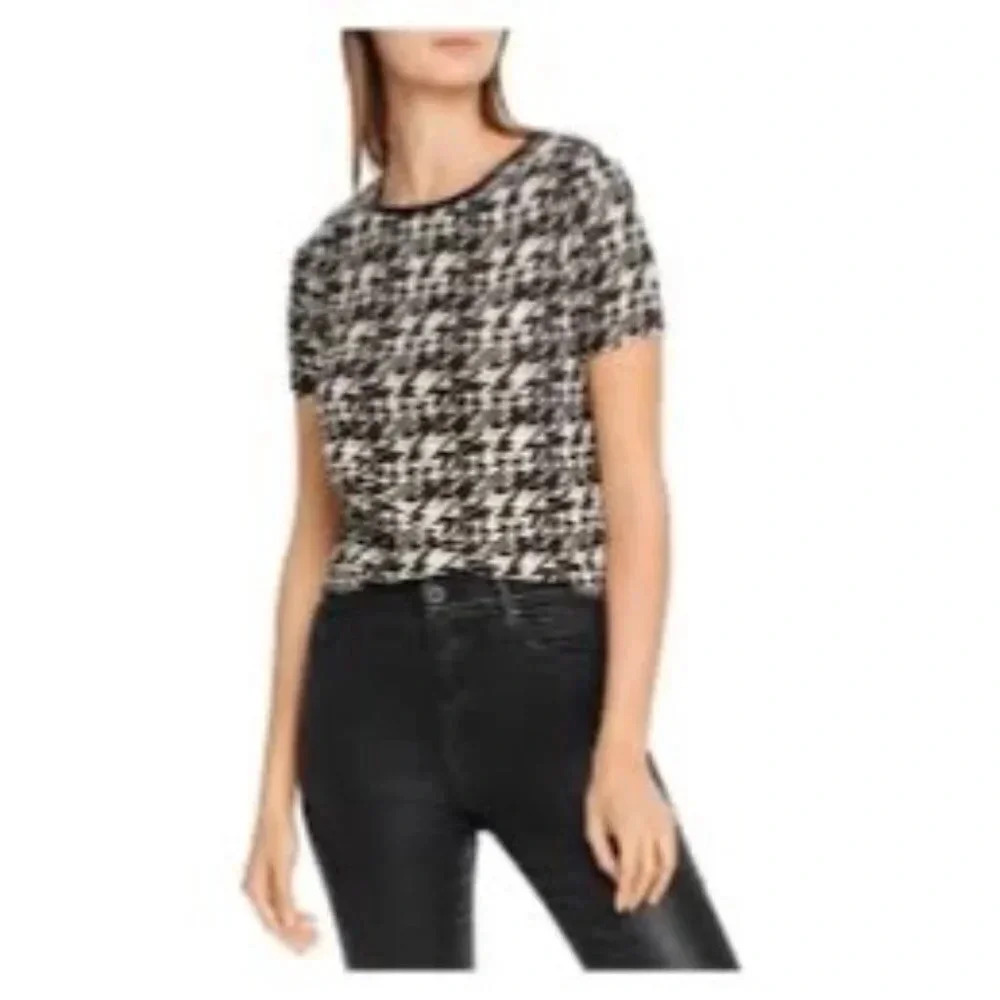 NWT Aqua Houndstooth Metallic Top-sz Medium